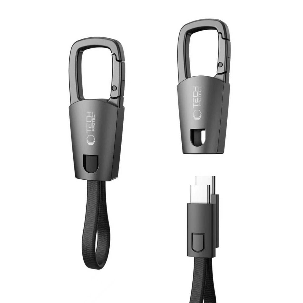 Tech-Protect Ultraboost DNA-kabel med nøkkelring USB-C PD 60W / 3A - Grå