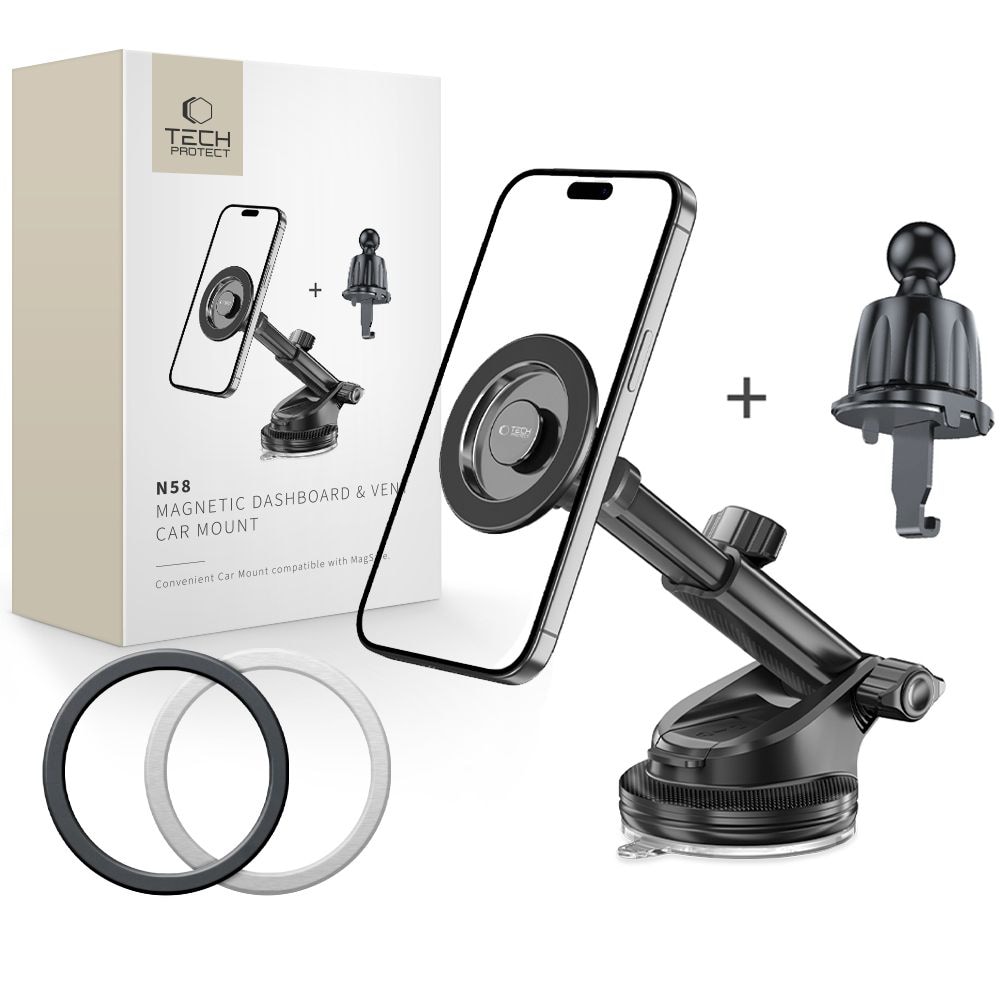 Tech-Protect N58 Magnetisk MagSafe bilholder til cockpit, frontrute eller luftventil - svart
