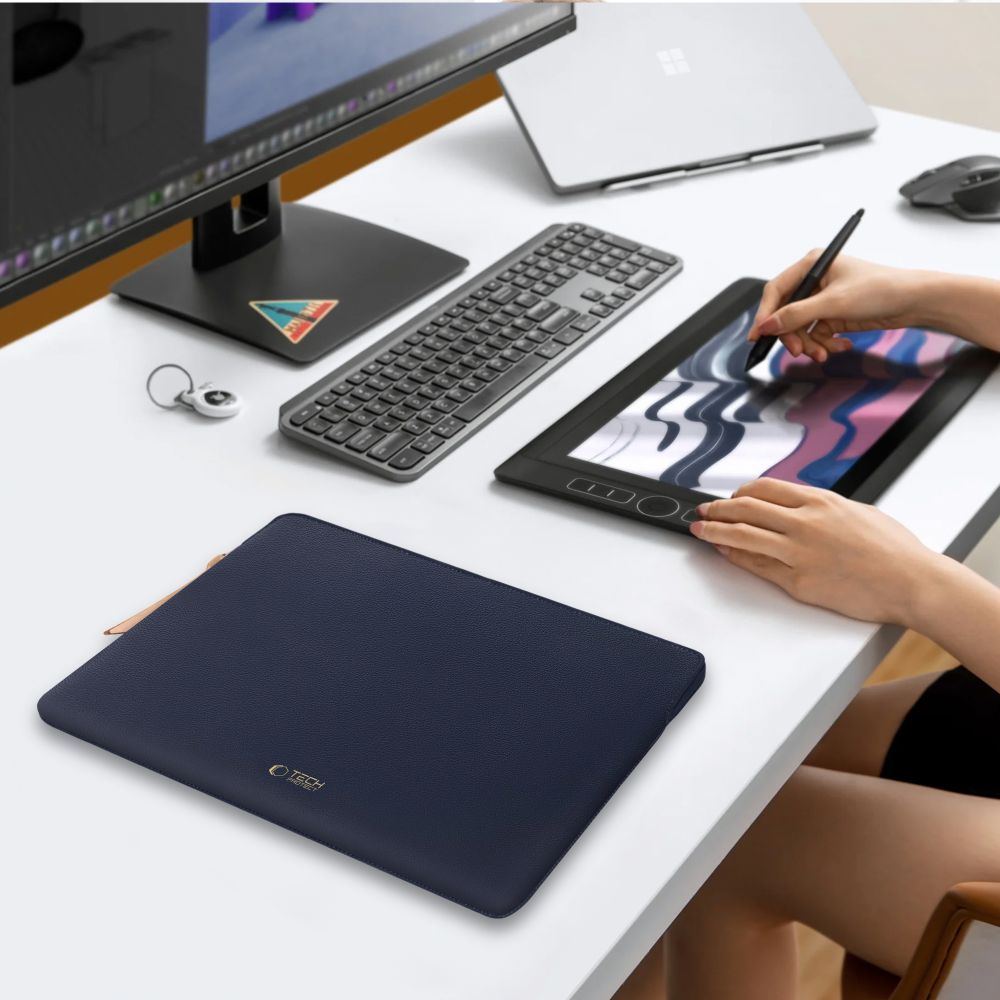 Tech-Protect Fleece Laptop-veske 15-16 - marineblå