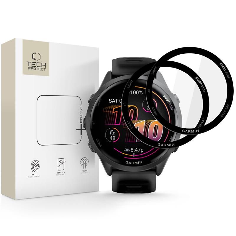 Tech-Protect Glass Flex+ 2-pakning hybridglass til Garmin Forerunner 970/570 47 mm - svart