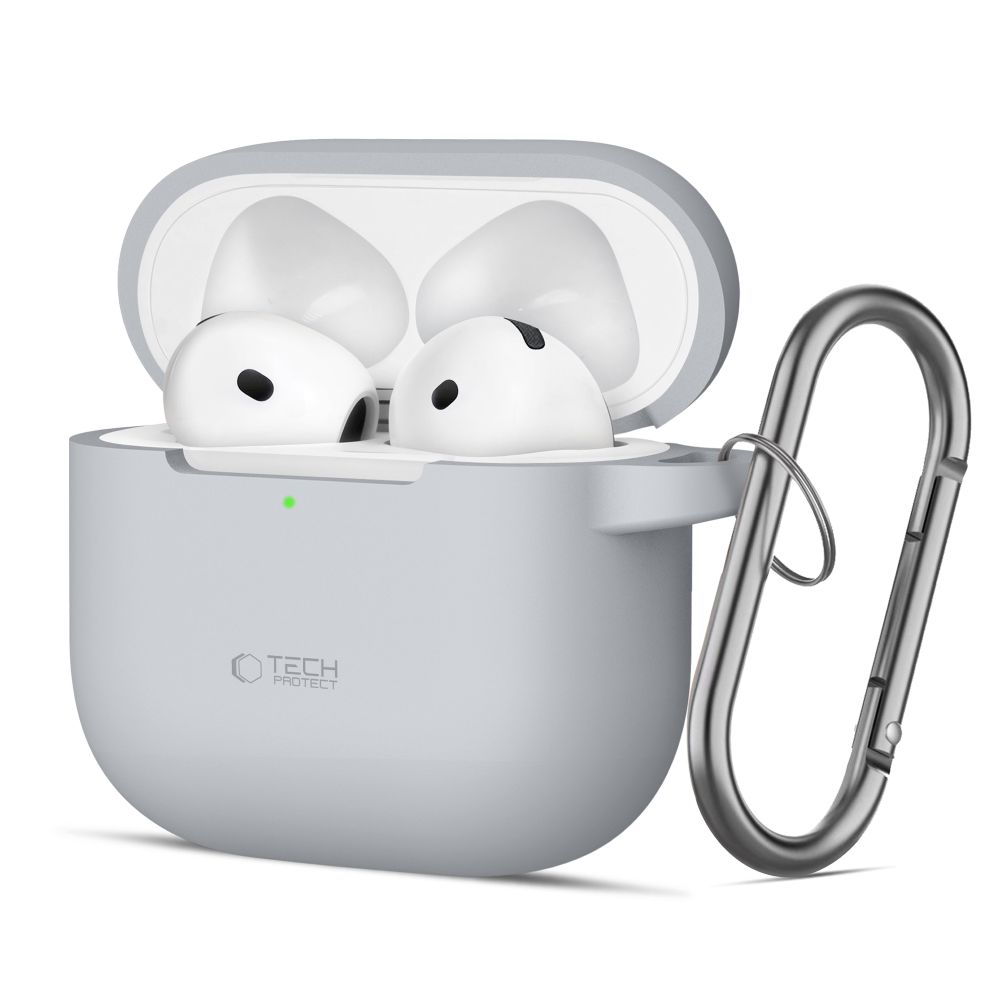 Tech-Protect silikonetui med krok for AirPods 4 - grå