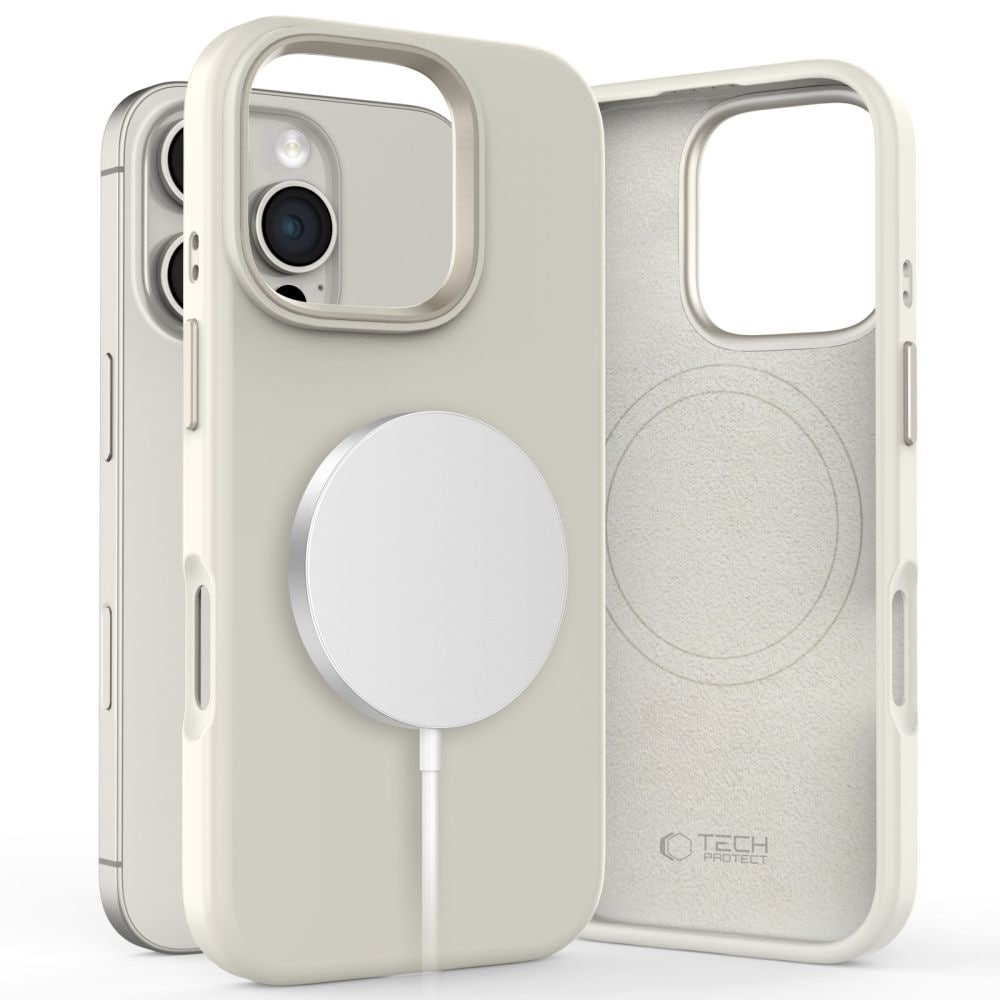 Tech-Protect MagSafe iPhone 16 Pro-etui i silikon PU - Beige