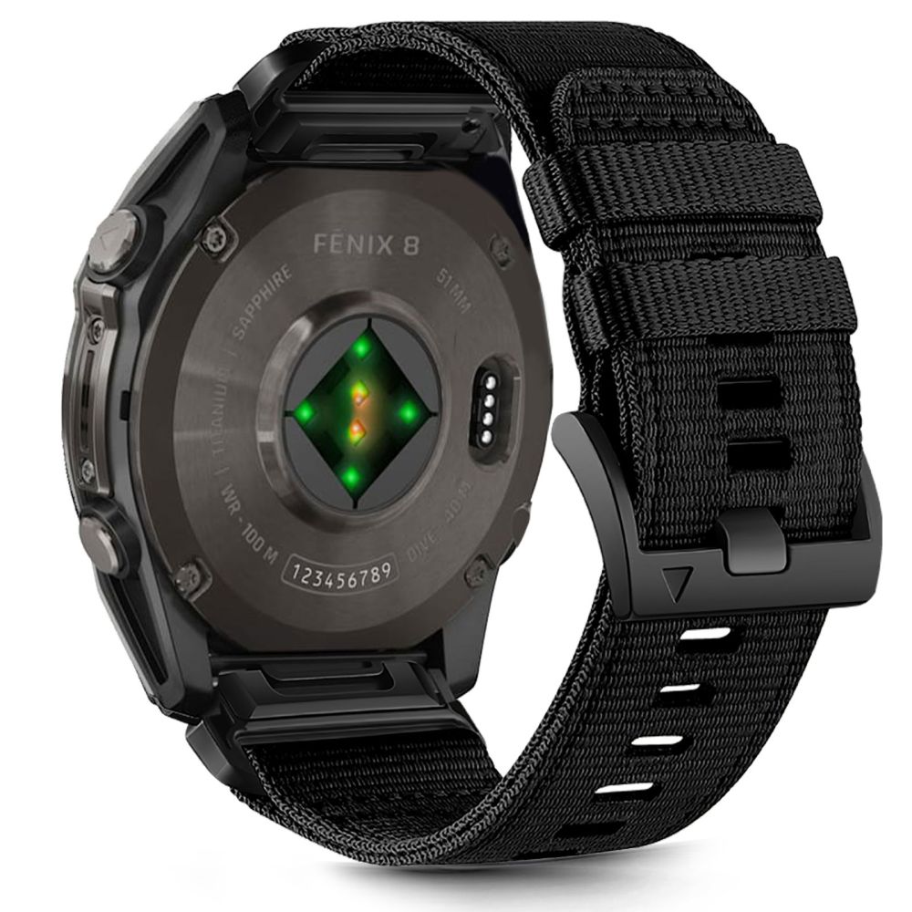 Tech-Protect nylonrem til Garmin Fenix 5X / 5X PLUS / 6X / 6X PRO / 7X / 8 (51 mm) - Svart
