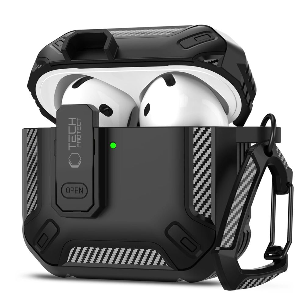 Tech-Protect Carbonox-etui for AirPods 4 - Svart