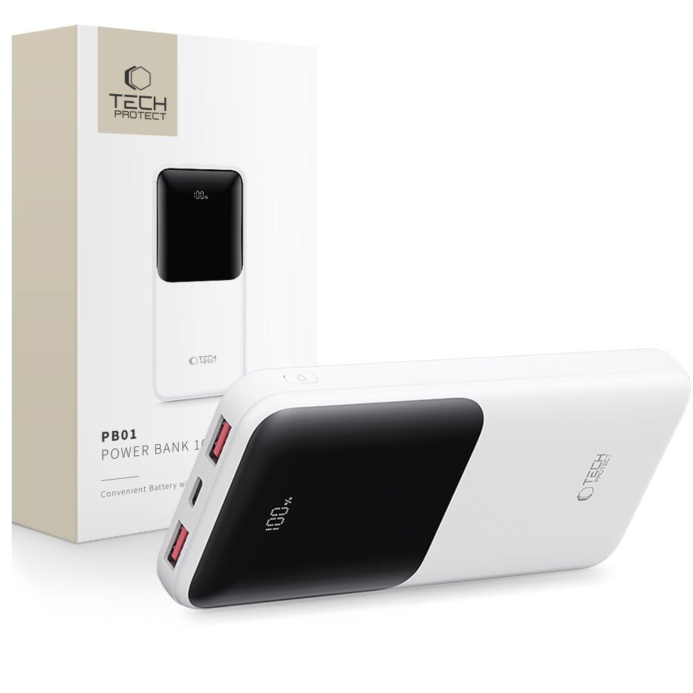 Powerbank Tech-Protect PB01 10000mAh 22,5W - hvit