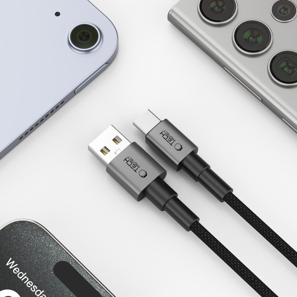 Tech-Protect UltraBoost DNA USB-A / USB-C-kabel 15W/3A 100 cm - grå