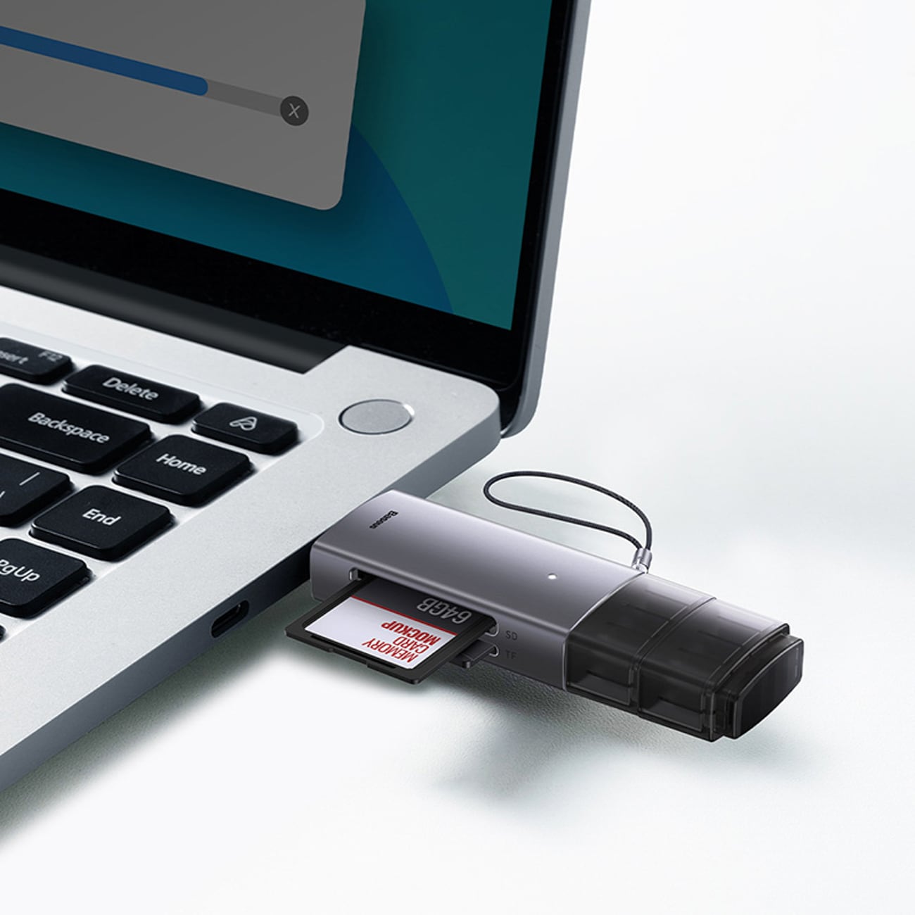 Baseus Lite Series USB-A/USB-C 3.0 SD/TF-kortleser - grå