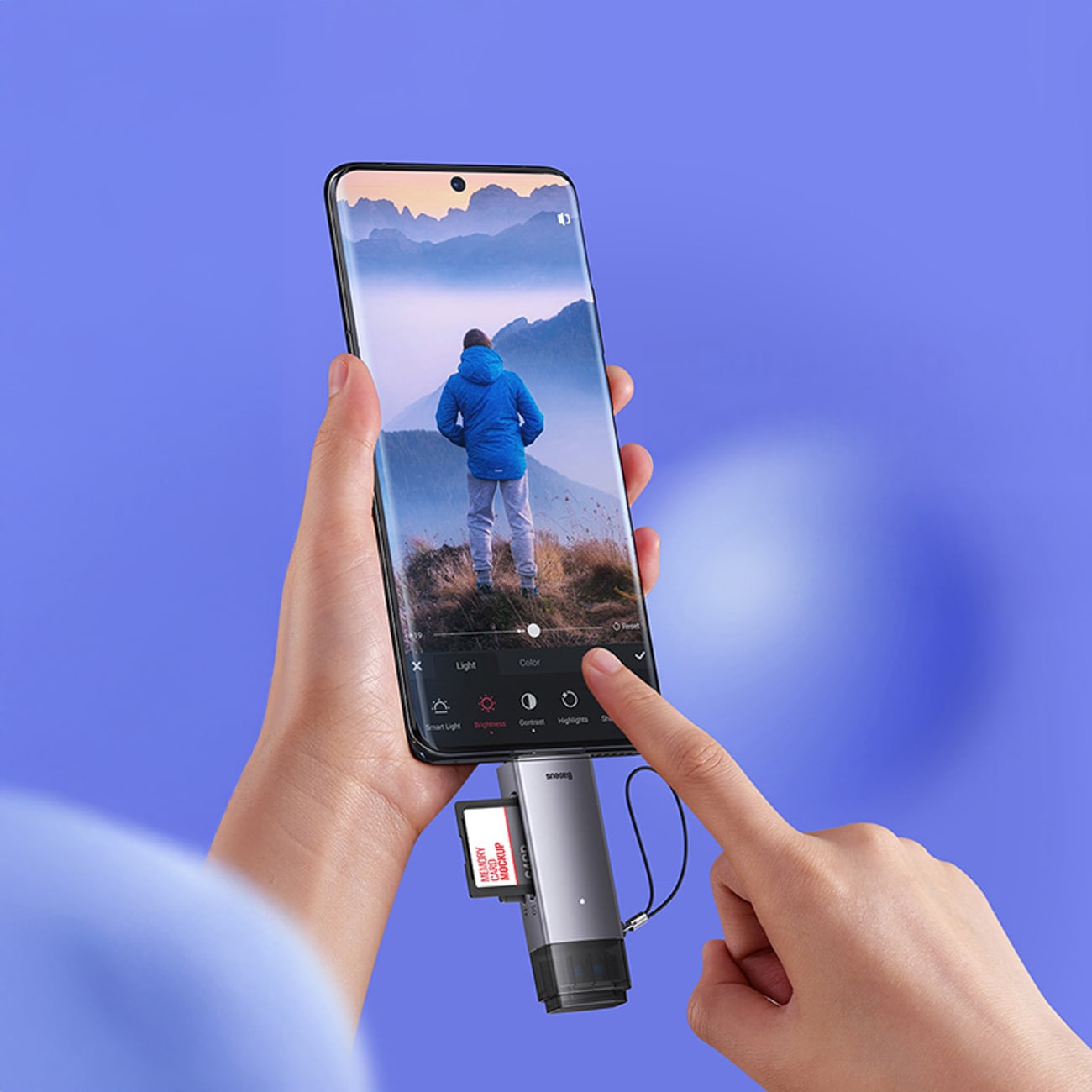 Baseus Lite Series USB-A/USB-C 3.0 SD/TF-kortleser - grå