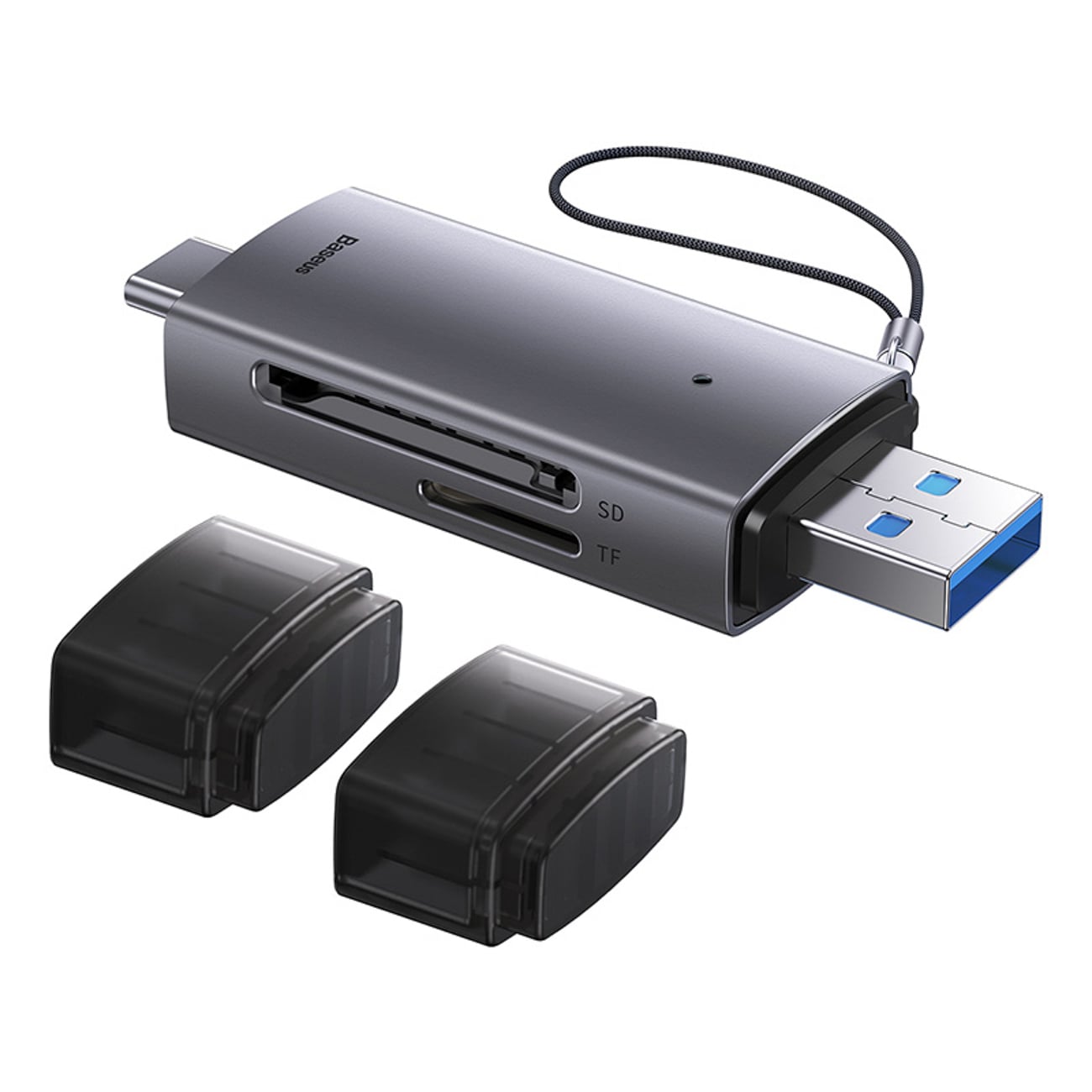 Baseus Lite Series USB-A/USB-C 3.0 SD/TF-kortleser - grå