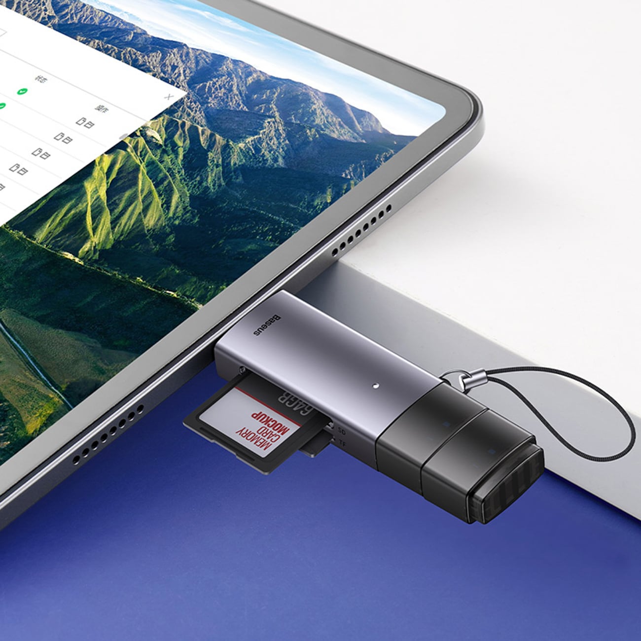 Baseus Lite Series USB-A/USB-C 3.0 SD/TF-kortleser - grå
