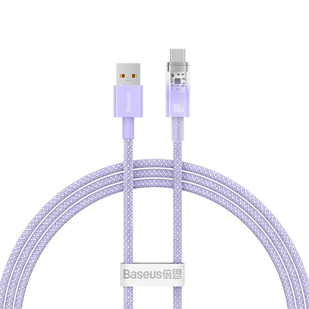 Baseus Explorer 100W USB-A - USB-C-kabel med intelligent temperatursensor 1m - Lilla
