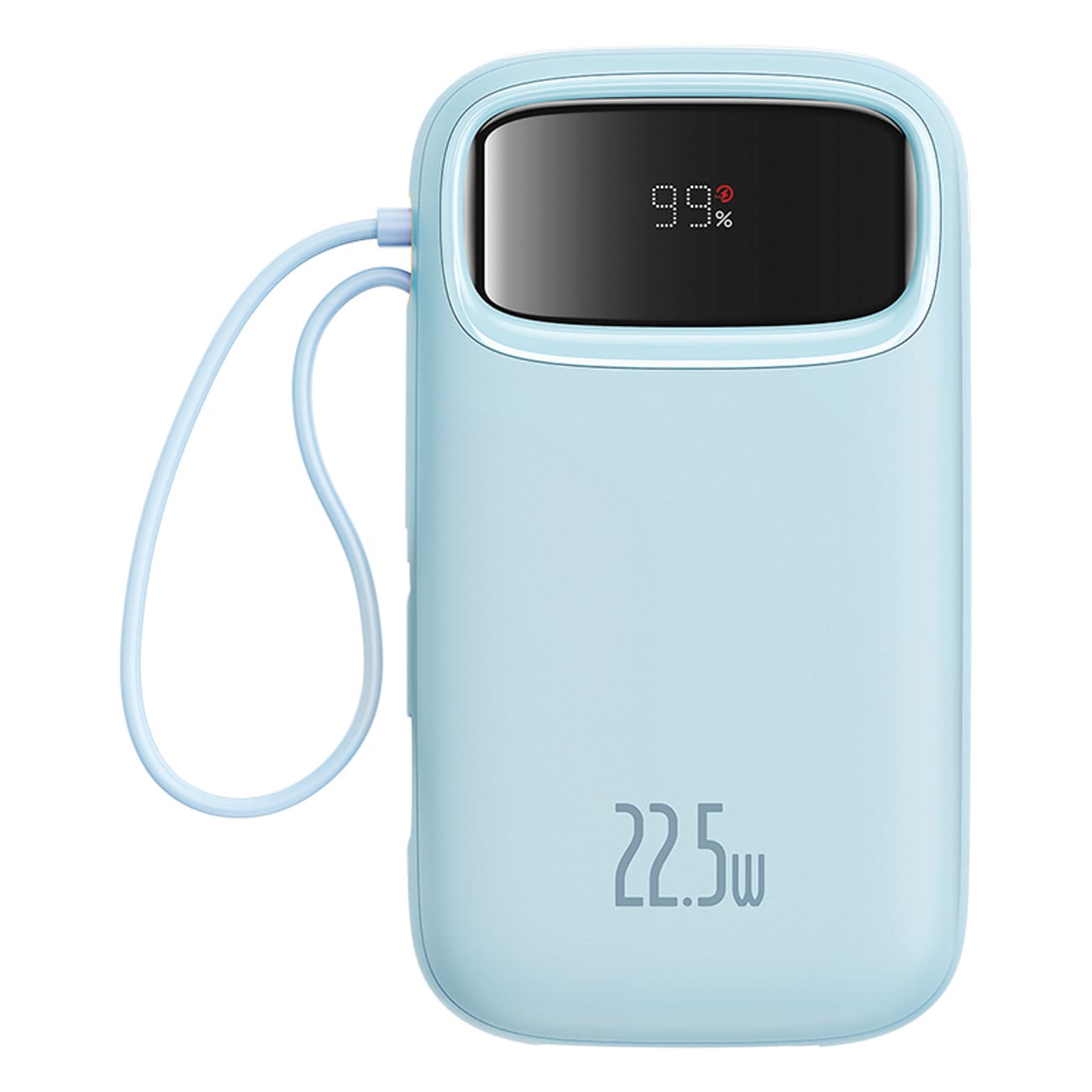 Baseus Qpow2 20000mAh 22.5W Powerbank med dobbelt kabel + Baseus USB-C 3A-kabel 0.3m (hvit-blå)