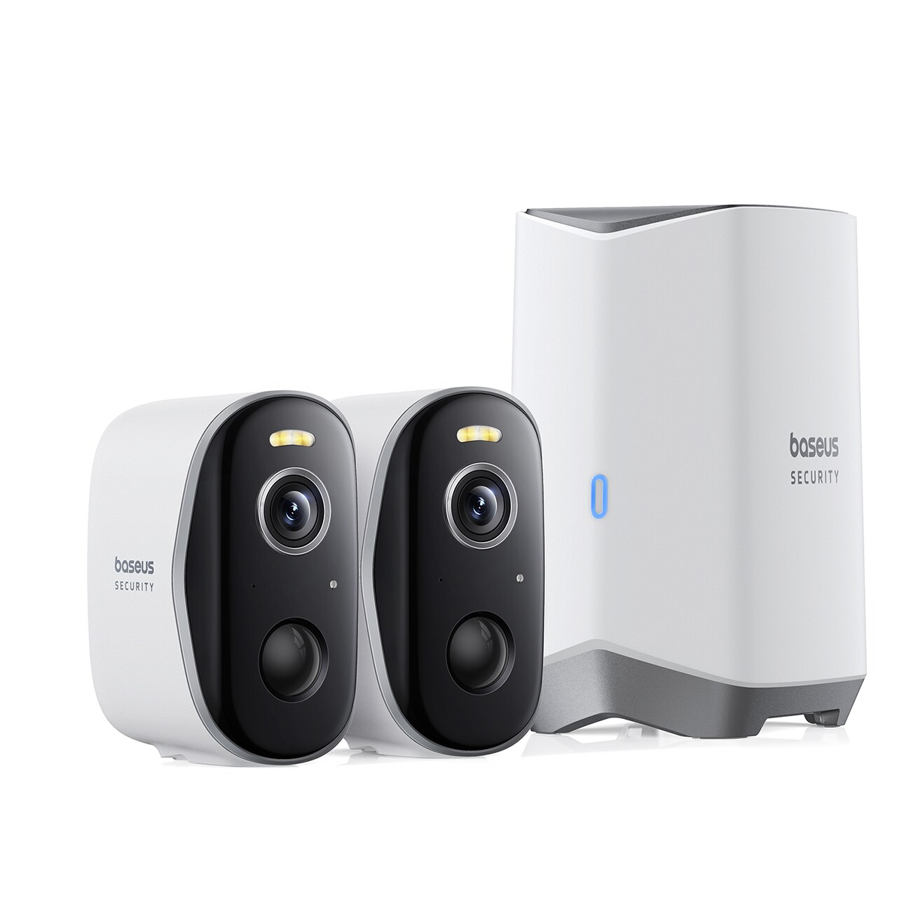 Baseus Security N1 Plus Dual 2K utendørs overvåkingssett (2 kameraer) - hvit