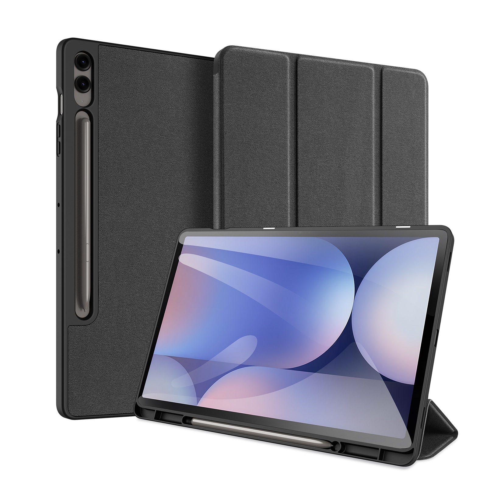 Dux Ducis Domo PU-skinnveske med stativ for Samsung Tab S10+ / S9+ / S9 FE+ - Svart