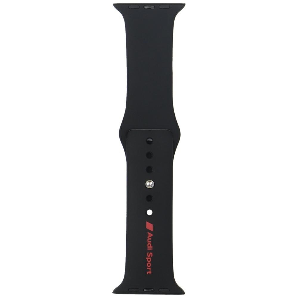 Audi Sport Red Logo Silikonklokkerem til $ 0000095n Watch 44 / 45 / 46 / 49 mm - svart