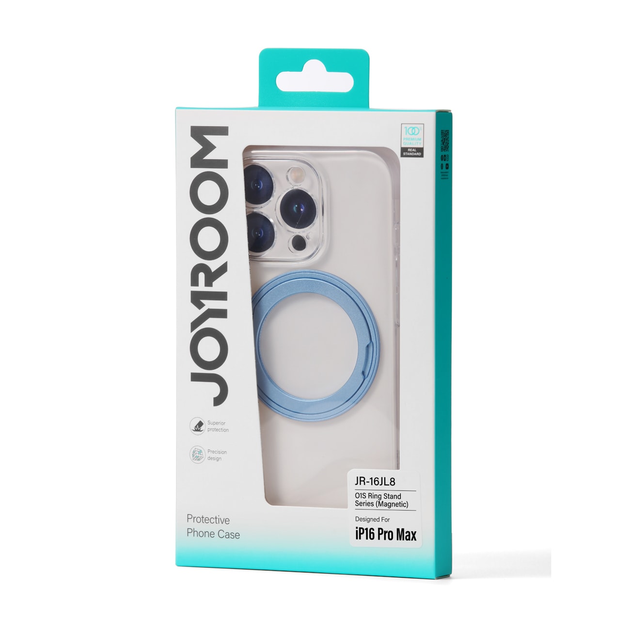 Joyroom JR-16JL6-etui for iPhone 16 Pro Max Ultratynn MagSafe-kompatibel med 360° ringstativ - blå