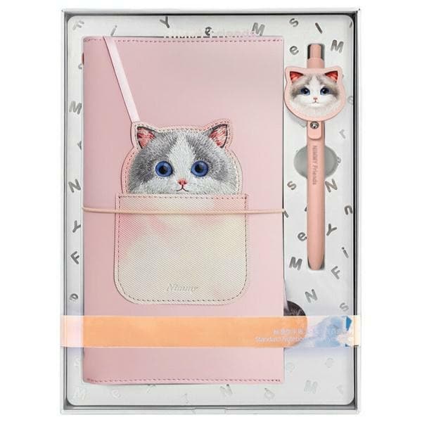 Nimmy 2in1 notatbok + penn rosa Big Eyed Pet 2.0 Cat-sett