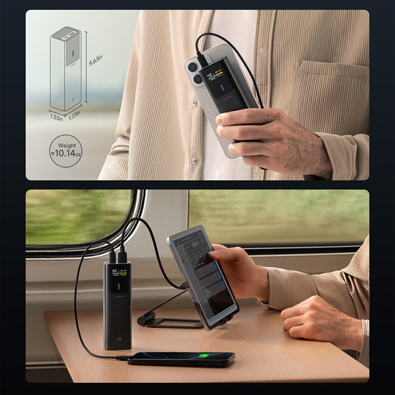 Powerbank Cuktech CKPB100PGLBL 150W 10000mAh USB-C USB-A - svart