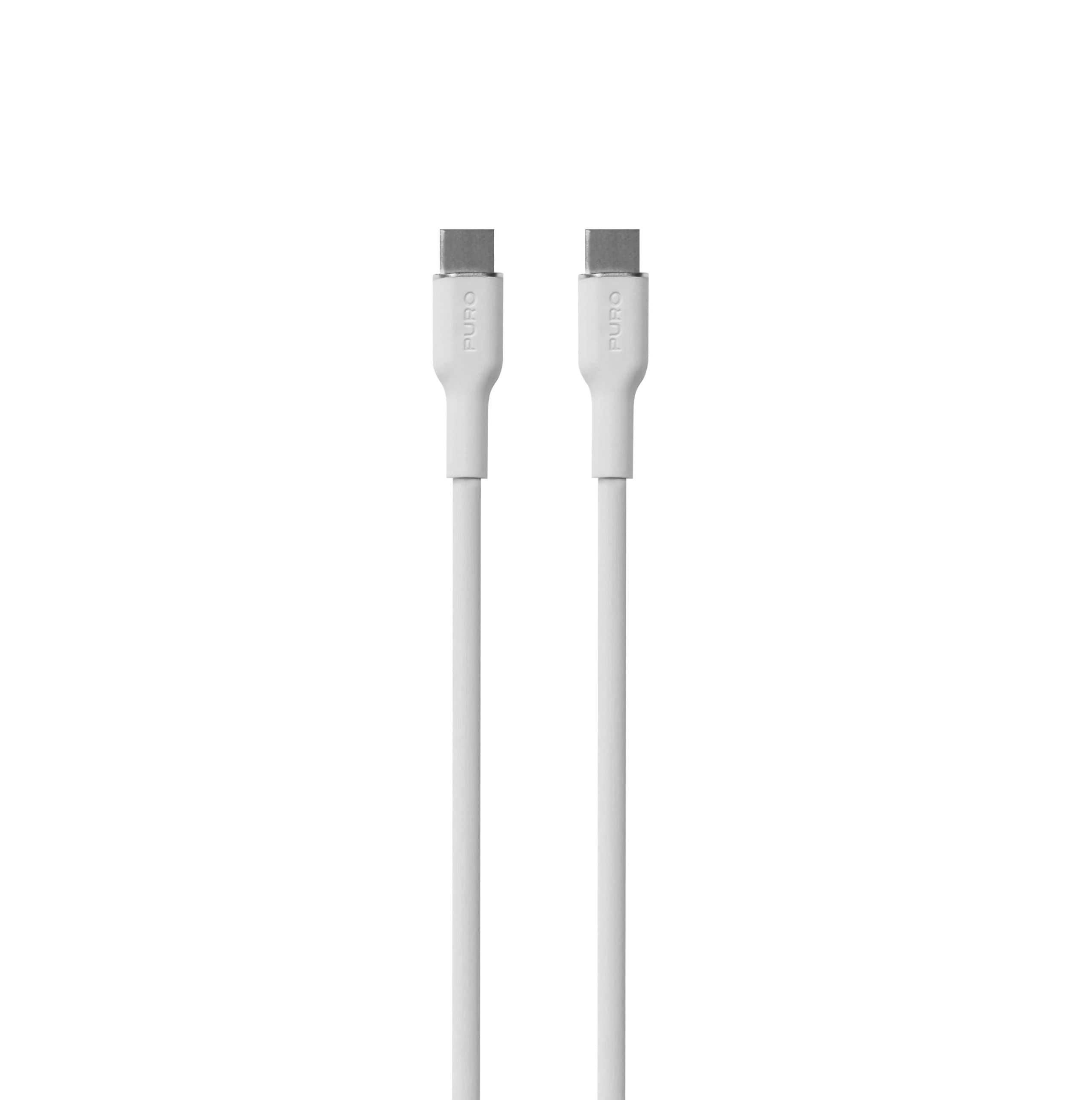 Puro Soft USB-C - USB-C 60W 1,5 m silikonkabel - hvit
