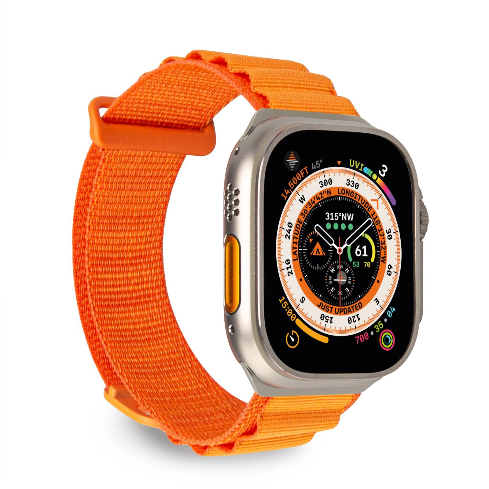 Puro Extreme nylonrem til Apple klokke 42 / 44 / 45 / 49 mm - oransje