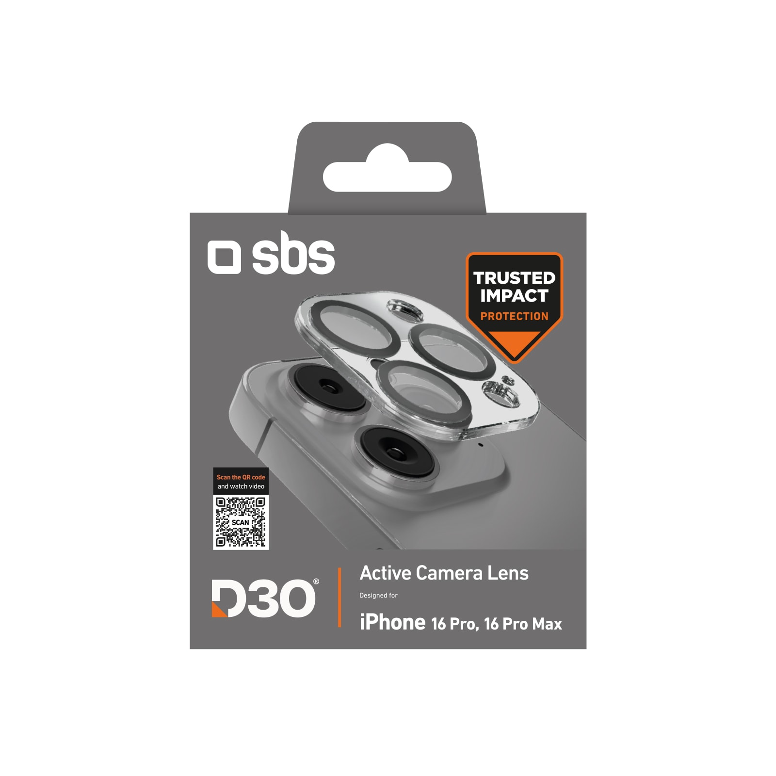 SBS Active Camera Lens D3O herdet glass for iPhone 16 Pro / 16 Pro Max-kamera
