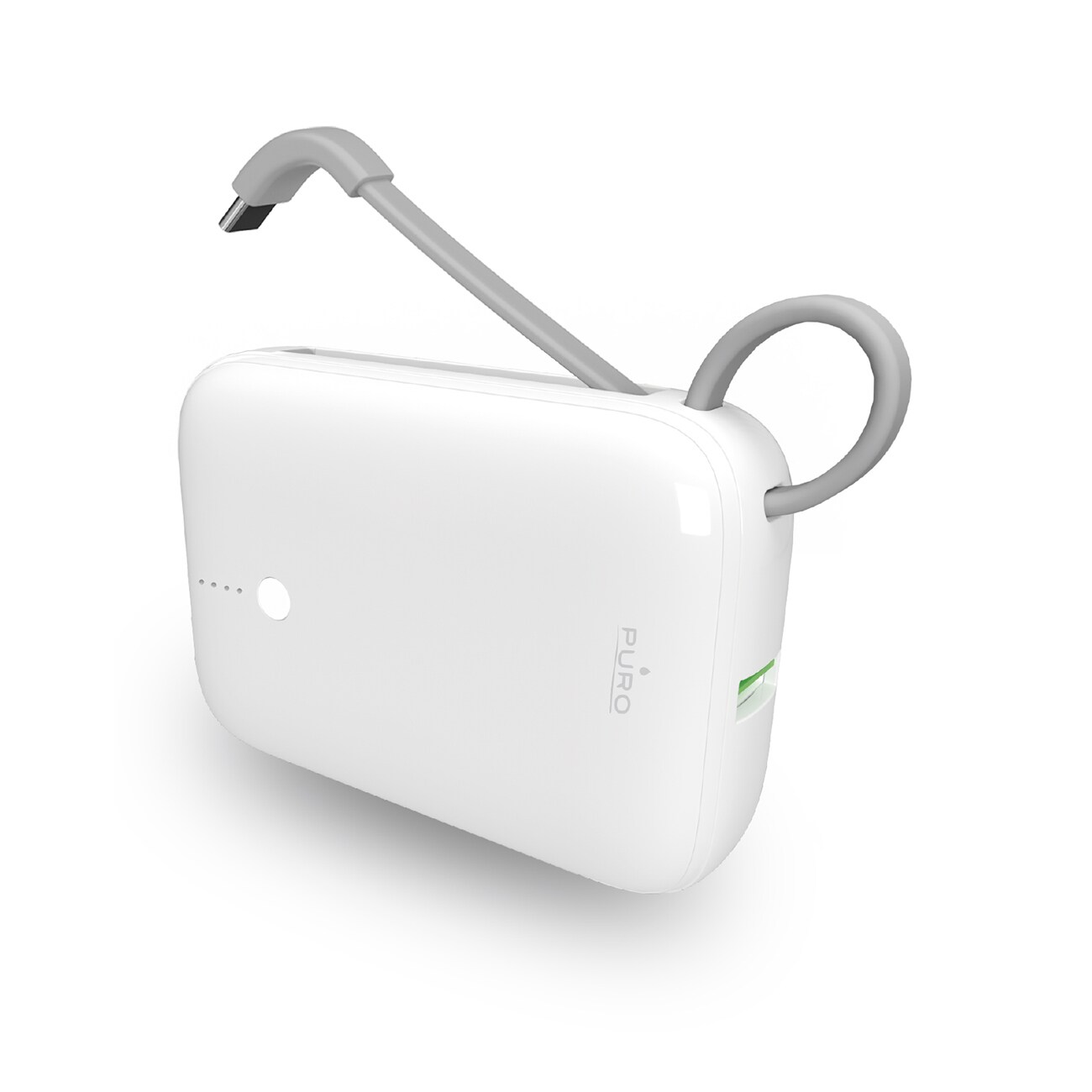 Puro Power Link 10 Plus 10000 mAh kraftbank med innebygd USB-C-kabel - hvit