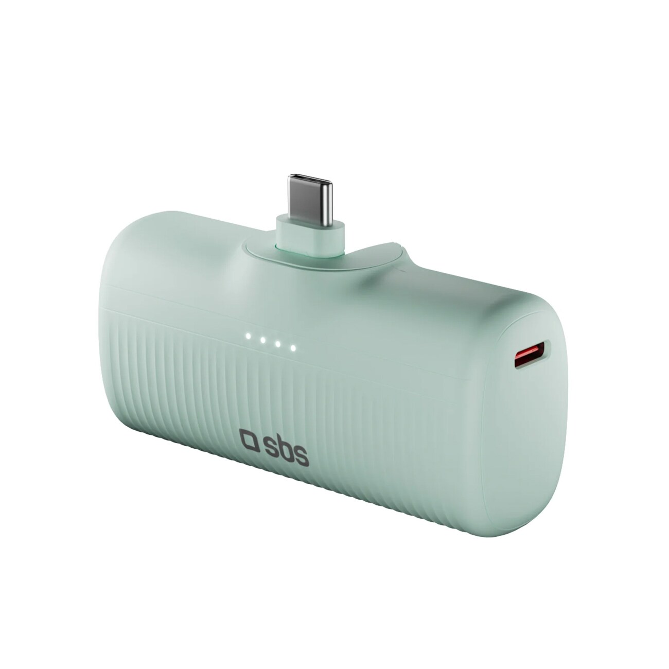 SBS EcoPower 5000 mAh 10W Powerbank med innebygd USB-C-port - grønn