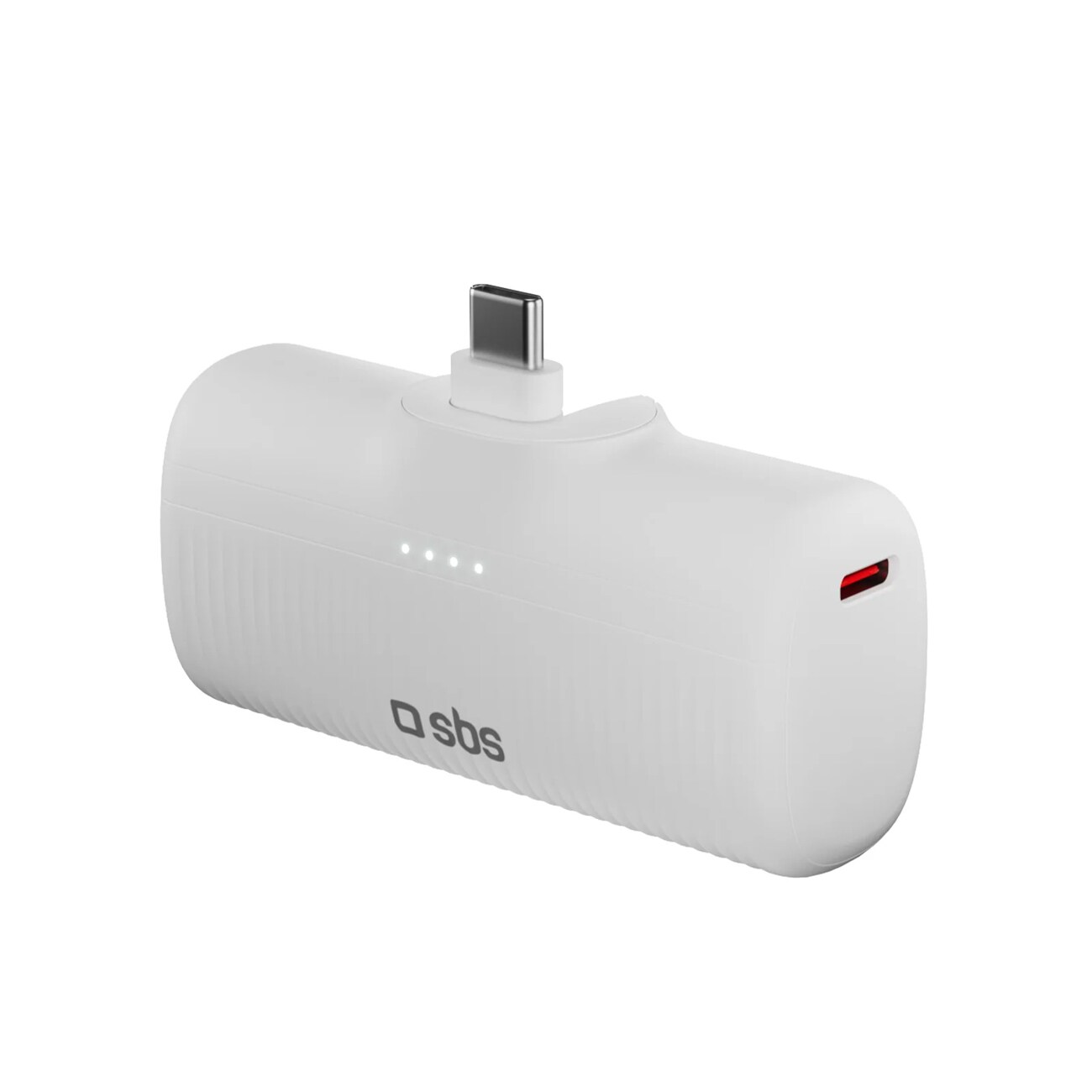 SBS EcoPower 5000 mAh 10W Powerbank med innebygd USB-C-port - hvit