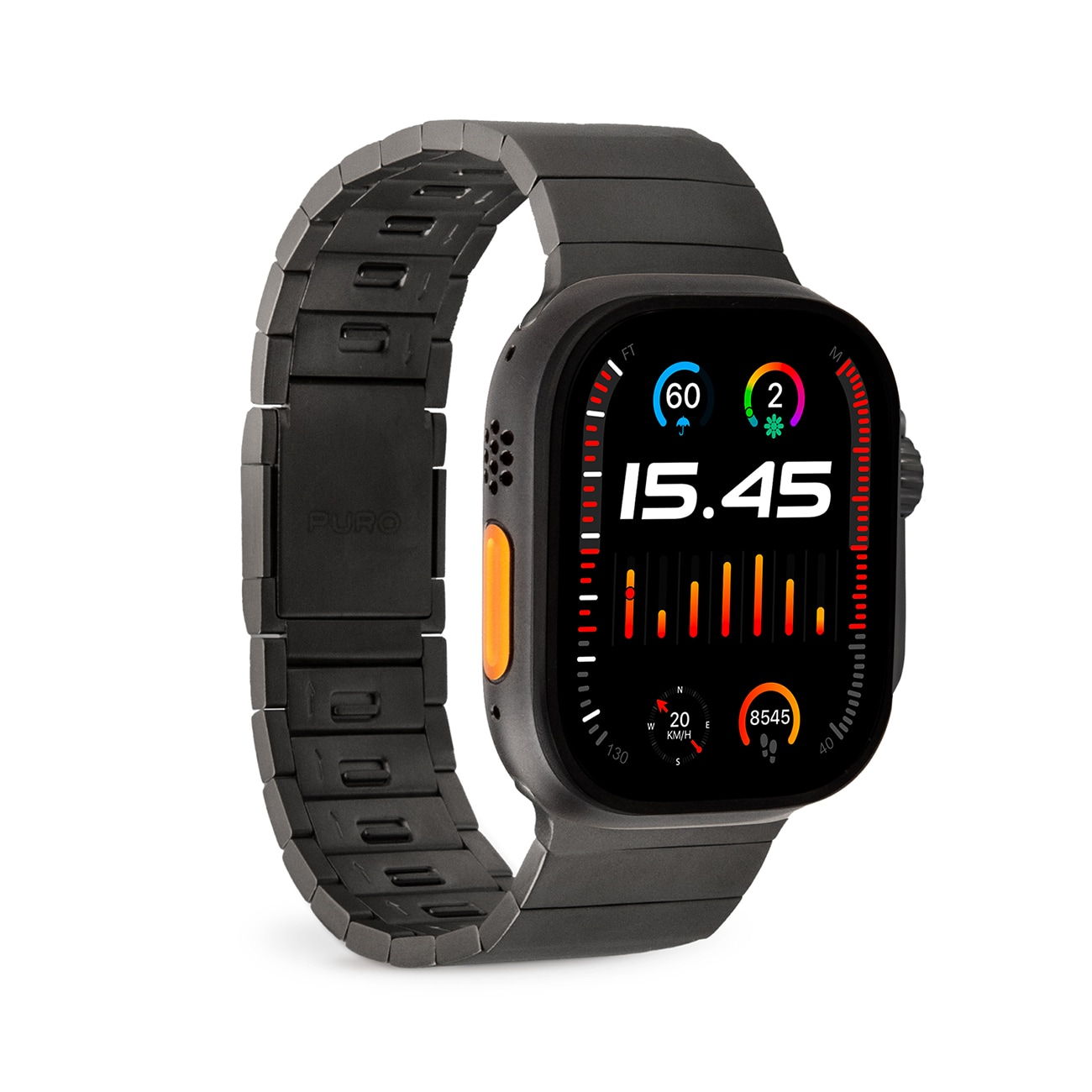 Puro TITAN rustfritt stål Apple Urarmbånd 42/44/45/49 mm - svart