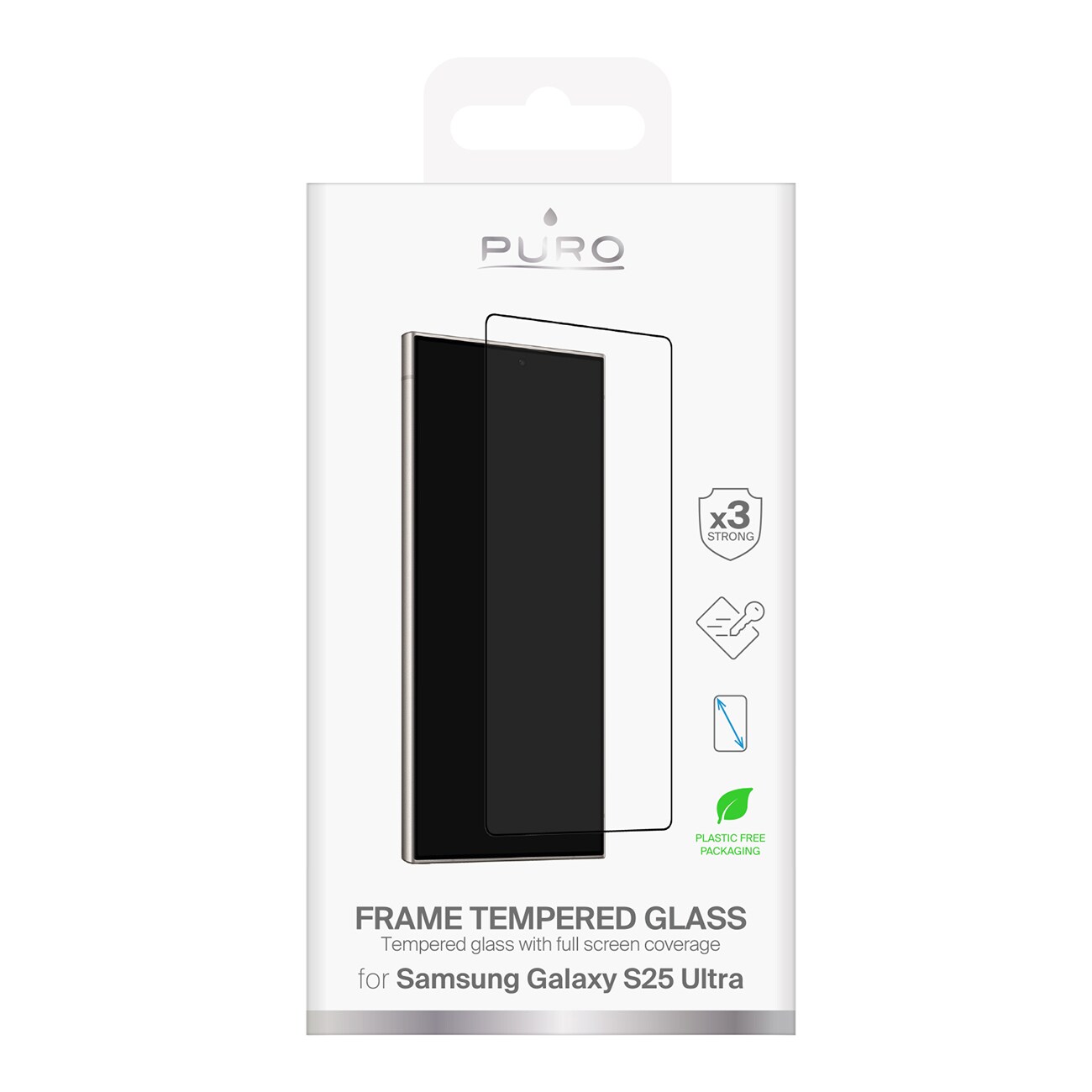 Puro Frame herdet glass med svart ramme for Samsung Galaxy S25 Ultra