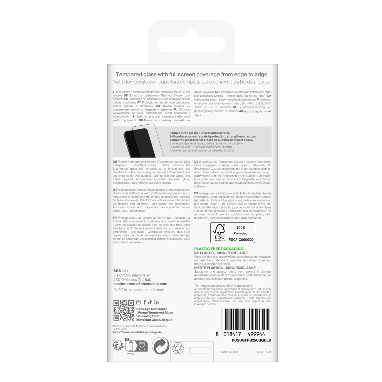 Puro Frame herdet glass med svart ramme for Samsung Galaxy S25 Ultra