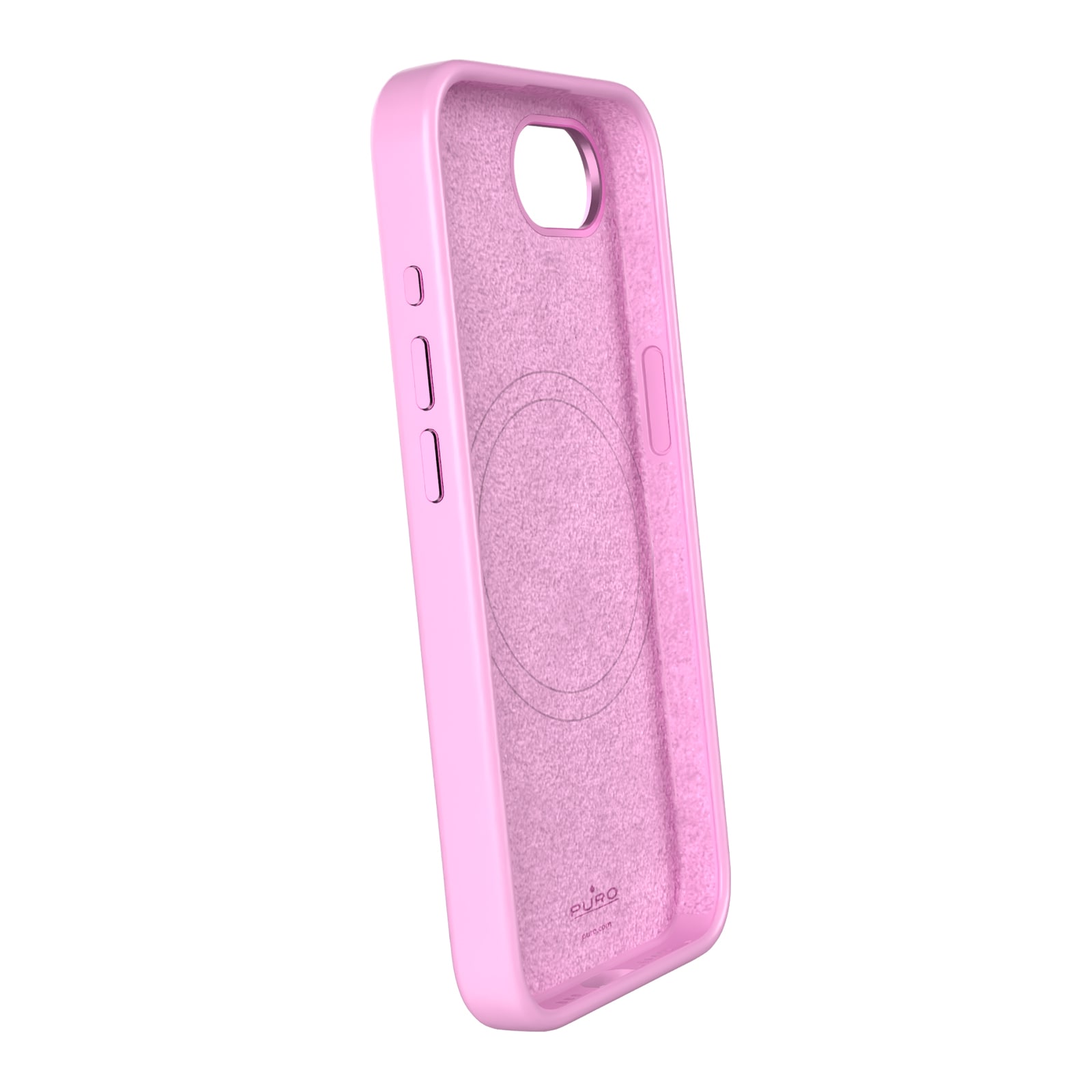 Puro Liquid Silicon Cover "ICON MAG PRO" m/ Magsafe, metallknapper, kameraring for iPhone 16E, rosa