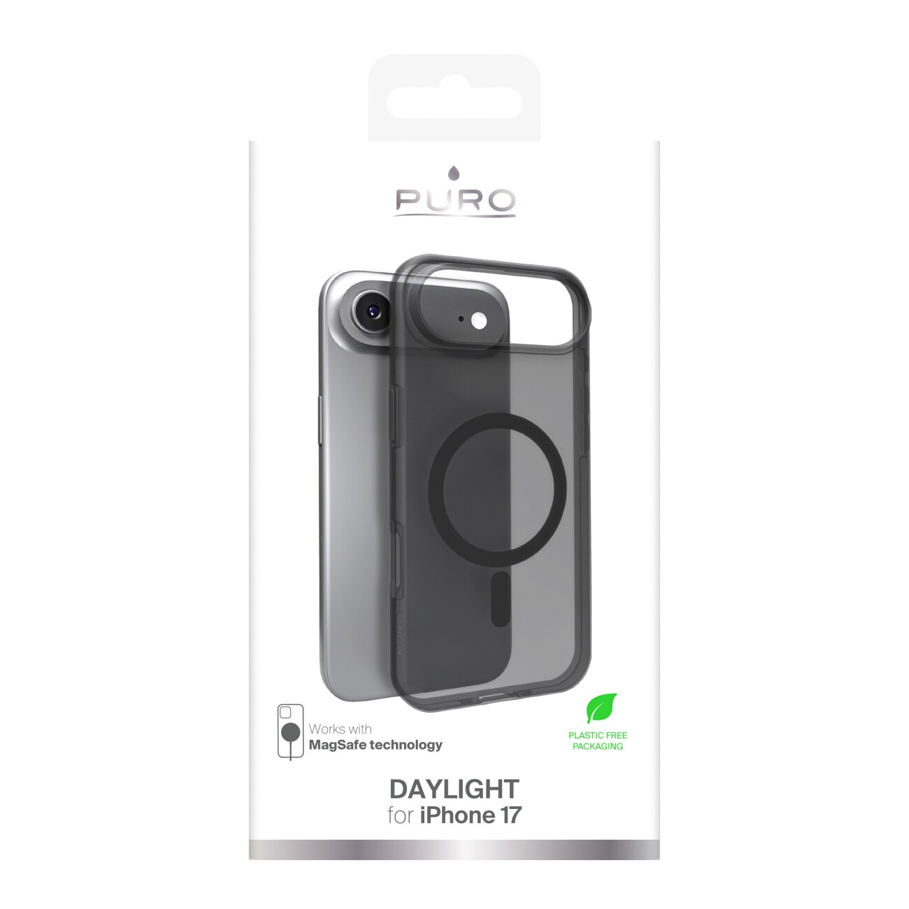 Puro Daylight Magsafe-kompatibelt silikonetui for iPhone 17 Air - gjennomsiktig svart
