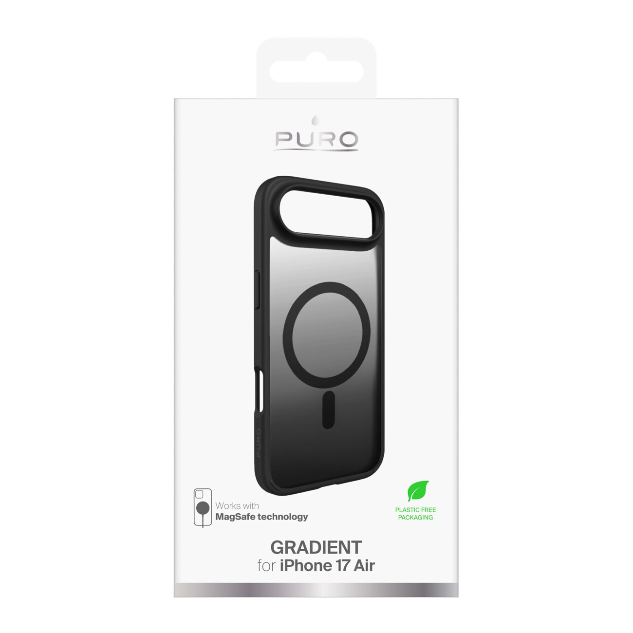 Puro Gradient TPU-etui kompatibelt med MagSafe for iPhone 17 Air - svart