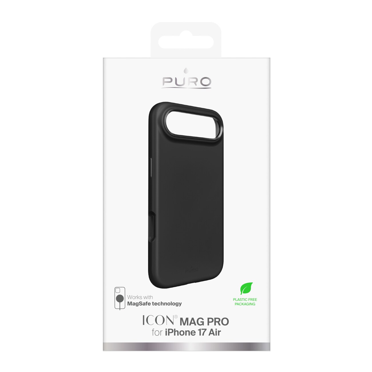 Pure Icon Mag Pro silikonetui til iPhone 17 Air, MagSafe, med kamerabeskyttelse, svart