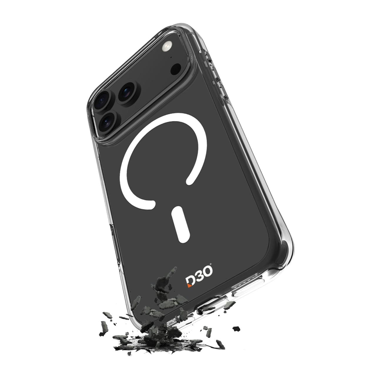 Puro Impact Clear D3O TPU+PC-etui kompatibelt med MagSafe for iPhone 17 Pro - gjennomsiktig