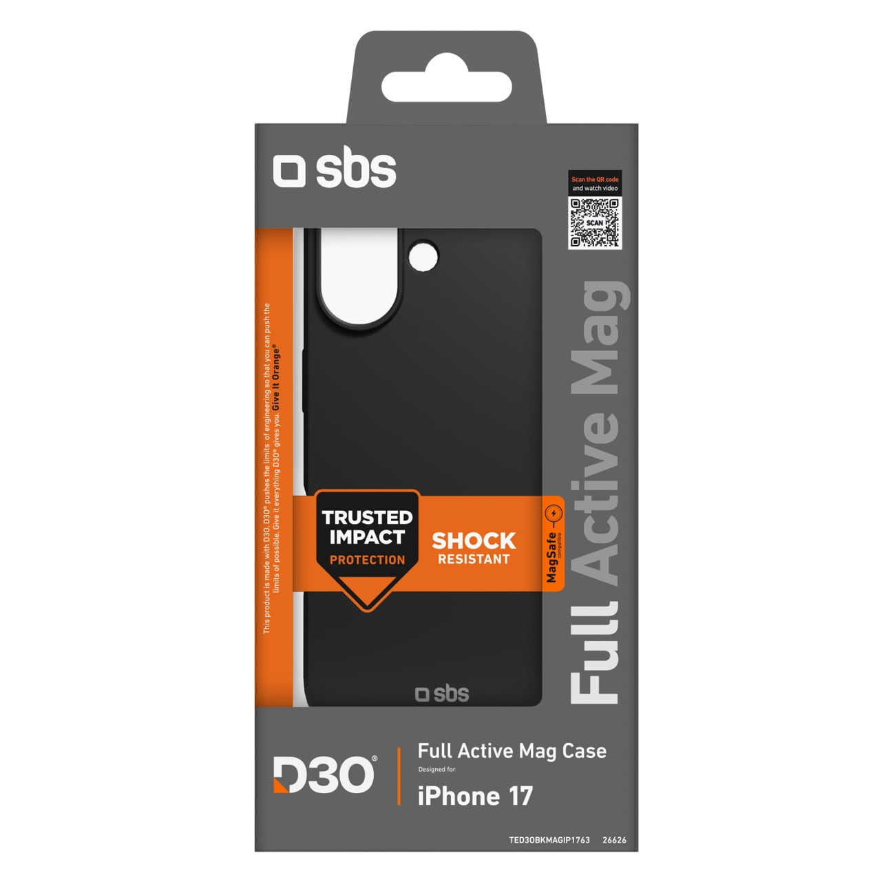 SBS Full Active Mag-etui med D3O-teknologi for iPhone 17 - Svart