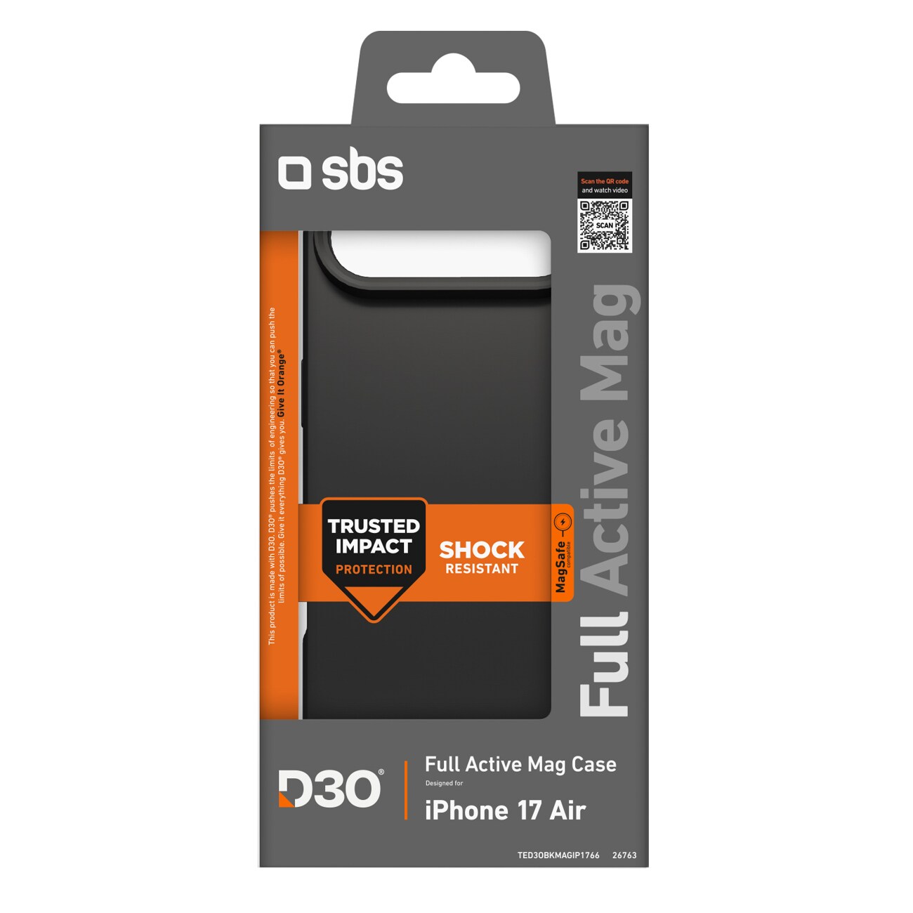 SBS Full Active Mag-etui med D3O-teknologi for iPhone 17 Air - Svart