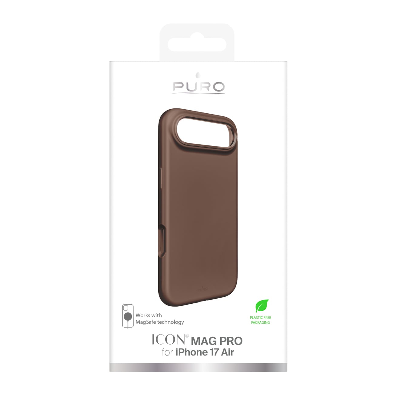 Pure Icon Mag Pro silikonetui for iPhone 17 Air, MagSafe, med kamerabeskyttelse - Brun