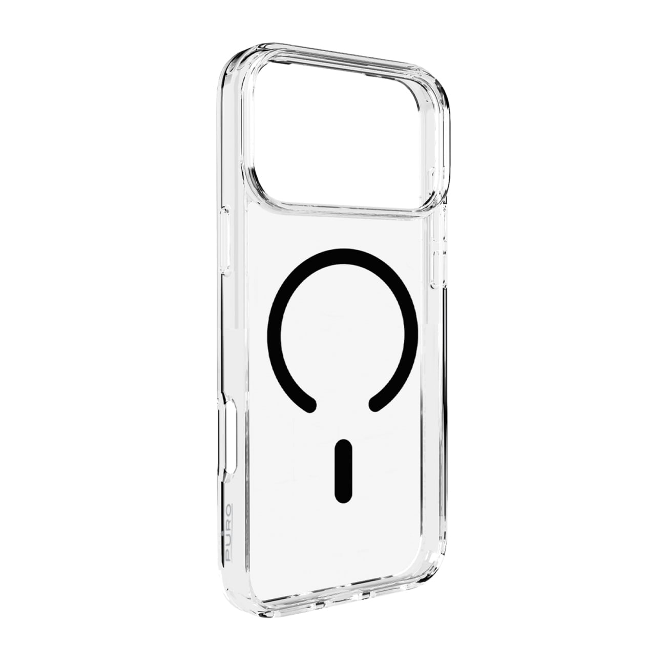 Puro Lite Mag TPU+PC-etui for iPhone 17 Pro Max - gjennomsiktig med svart ring, MagSafe-kompatibel