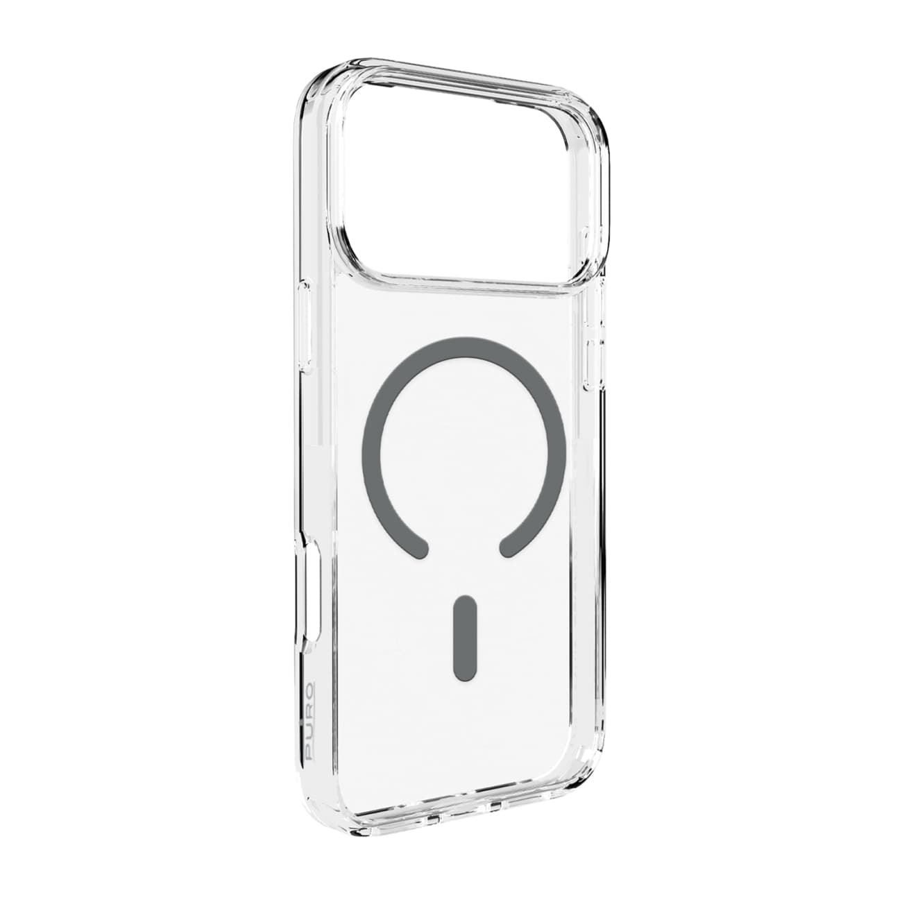 Puro Lite Mag TPU+PC-etui kompatibelt med MagSafe for iPhone 17 Pro - gjennomsiktig med grå ring