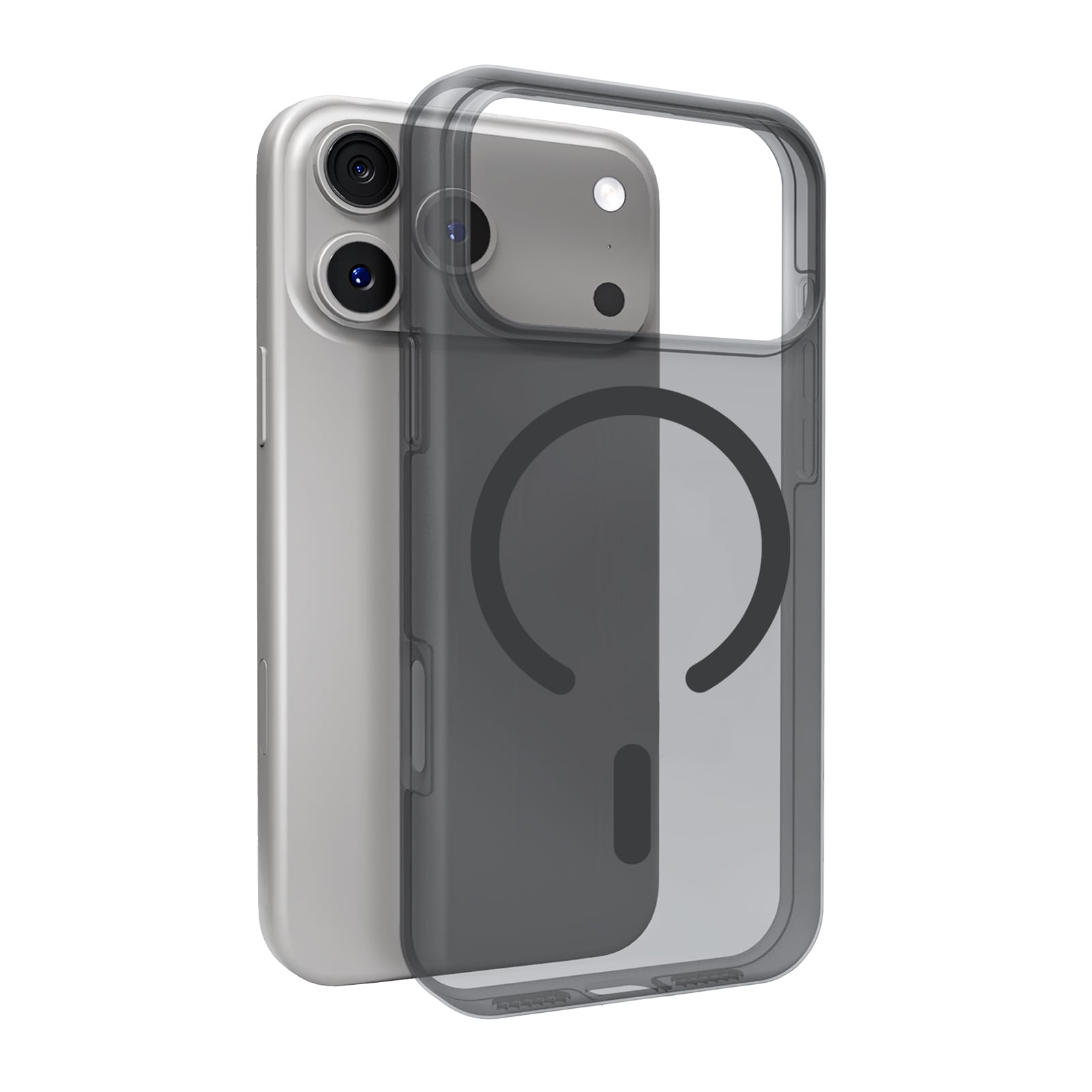 Puro Daylight Magsafe-kompatibelt silikonetui for iPhone 17 Pro - gjennomsiktig svart