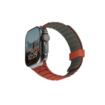 UAG Pathfinder dobbeltsidig magnetisk silikonreim for Apple klokke 42-49 mm - grå-oransje