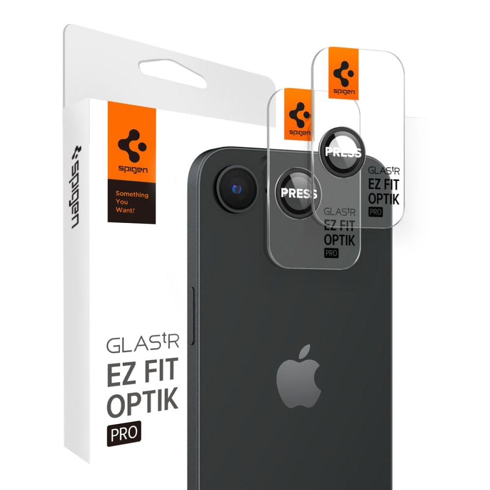 Spigen Optik Pro GLAS.TR "Ez Fit" kameradeksel 2-pakning for iPhone 16e - Svart