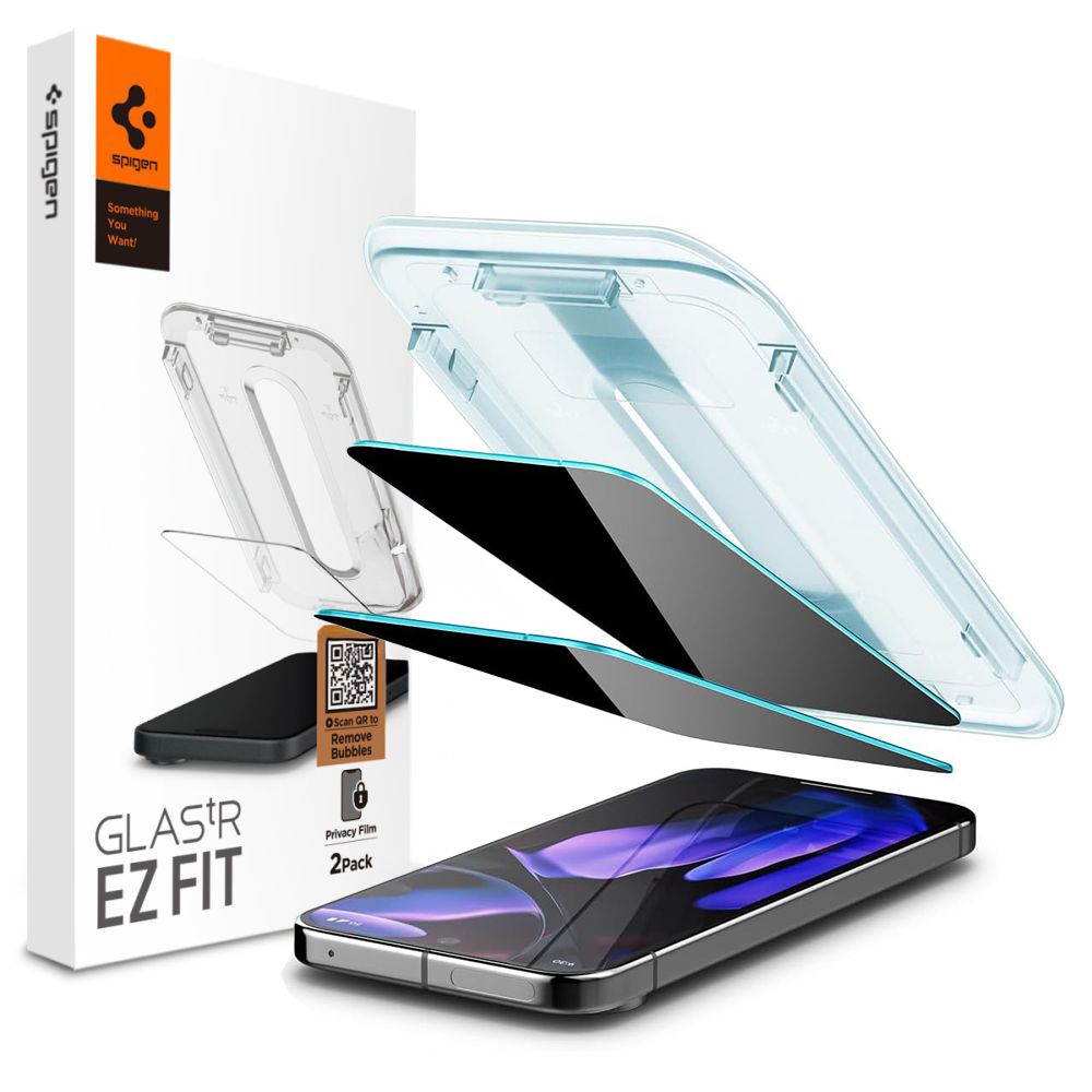 Spigen Glas.TR "Ez Fit" Privacy HD 2-pakning personvernglass for Google Pixel 9 / 9 Pro