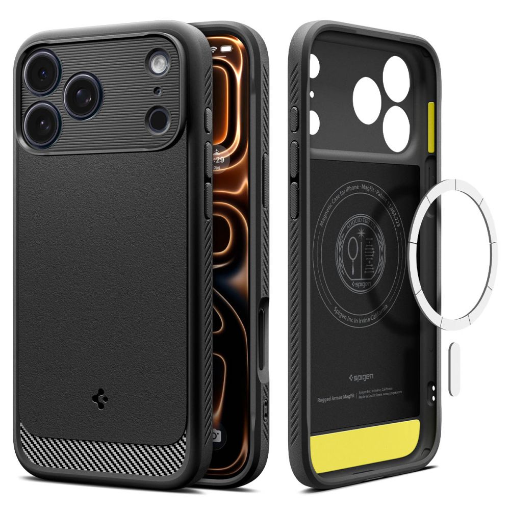 Spigen Rugged Armor Mag MagSafe-etui for iPhone 17 Pro - matt svart