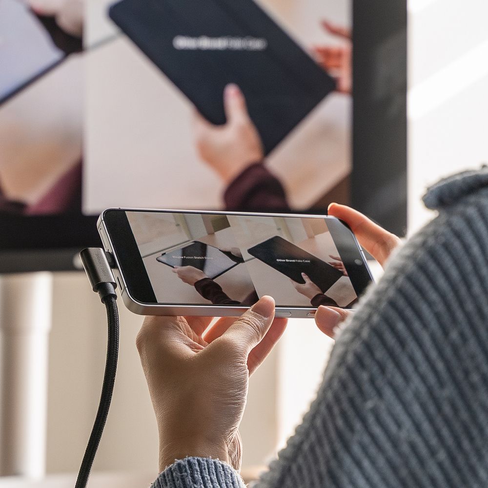 Ringke 3.2 gen. 2x2 USB-C, PD 3.1 240W 2m vinklet kabel - svart