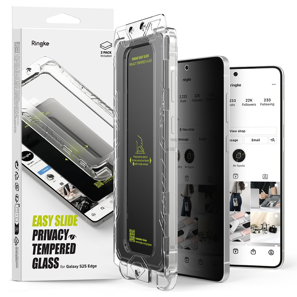 Ringke Easy Slide 2-pakning personvernglass for Samsung Galaxy S25 Edge