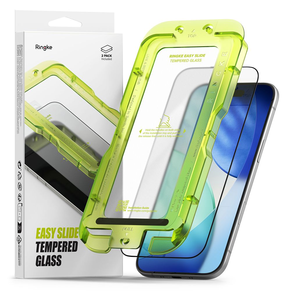 Ringke Easy Slide 2-pakning herdet glass for iPhone 17 Air - svart