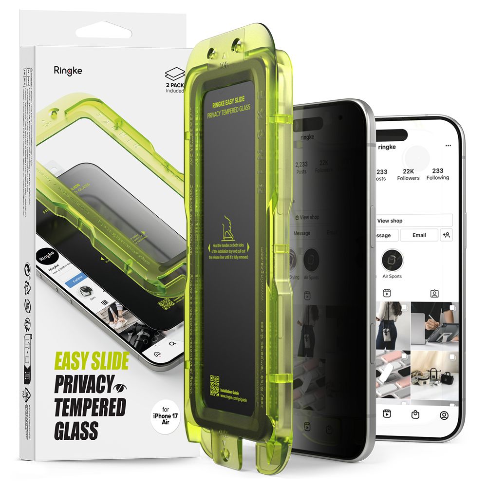 Ringke Easy Slide 2-pakning med personvernglass for iPhone 17 Air - svart